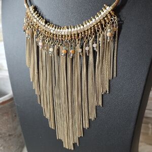 Elegant Gold Fringe Necklace